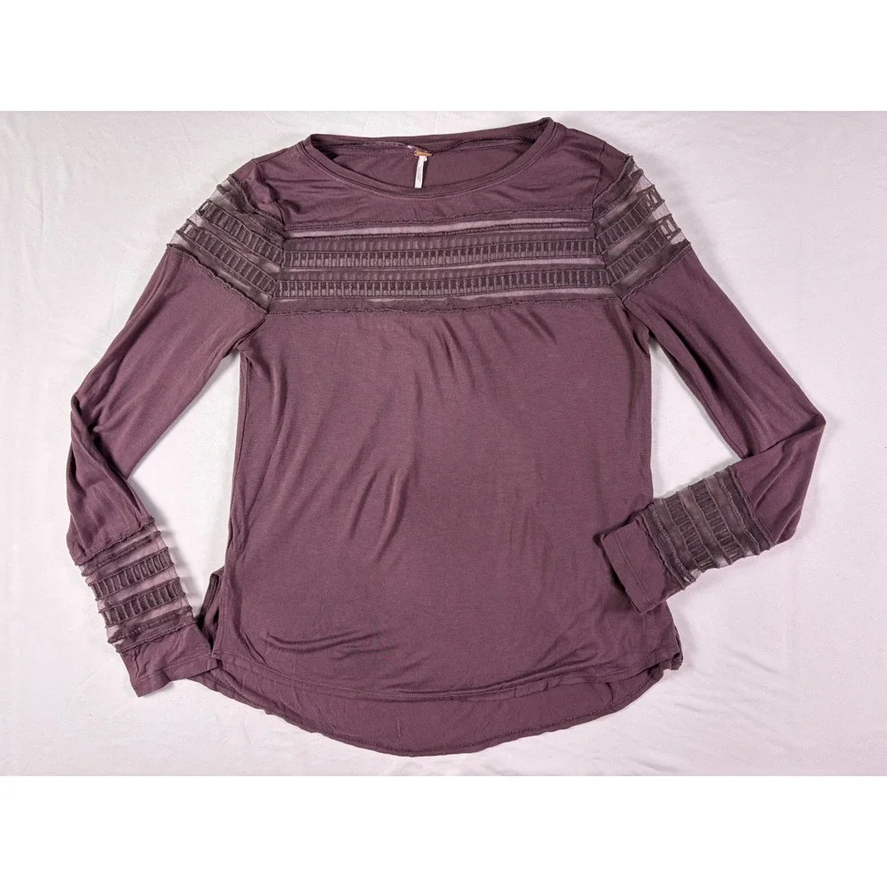 Free‎ People Roxie Mesh Inset Top XS Boho Cottagecore Ethereal Whimsigoth Dainty